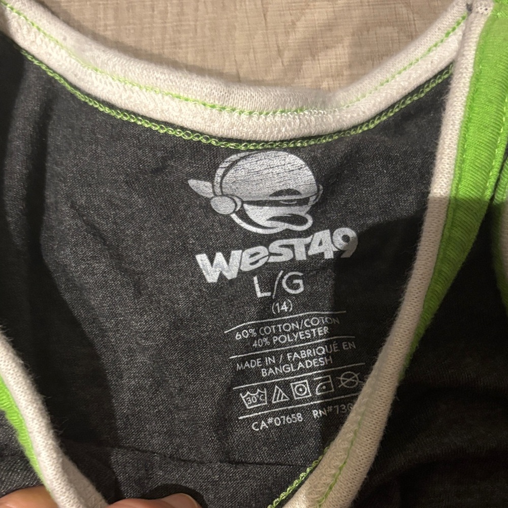 Graphic Black Tank Top with Green and Purple Accents - Picture 2 of 2